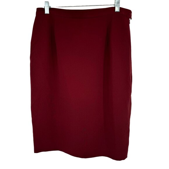 Jones Wear Women's Burgundy Pencil Skirt Size 14 lined career - Picture 1 of 8